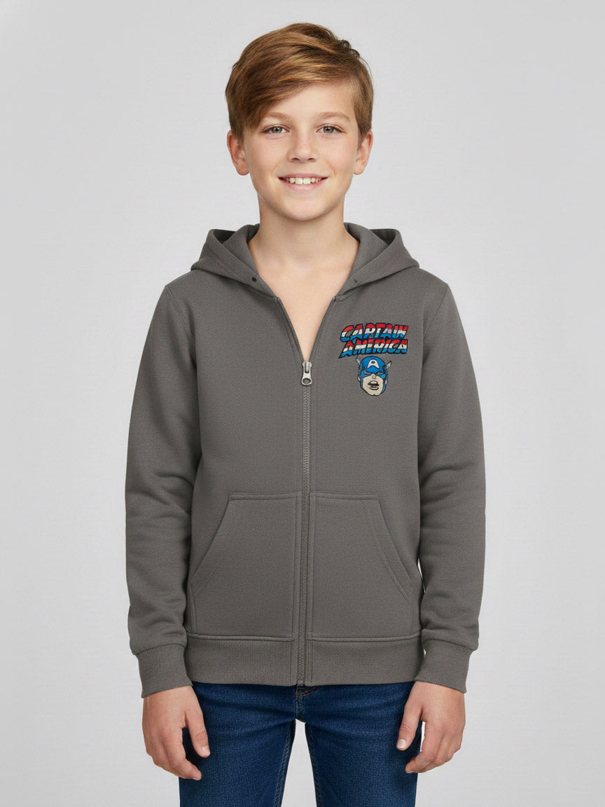 Boys Hooded Full Zipper Grey Sweatshirt