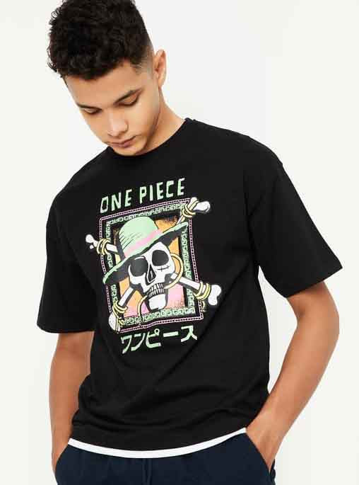 Boys Printed Black T-Shirt