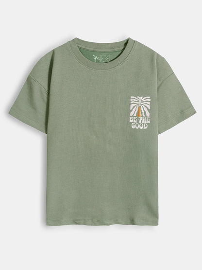 Boys Oversize Fit Green T-Shirt