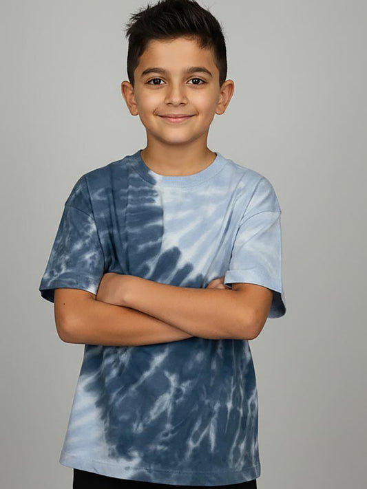 Boys Oversize Fit Blue Tie n Dye T-Shirt