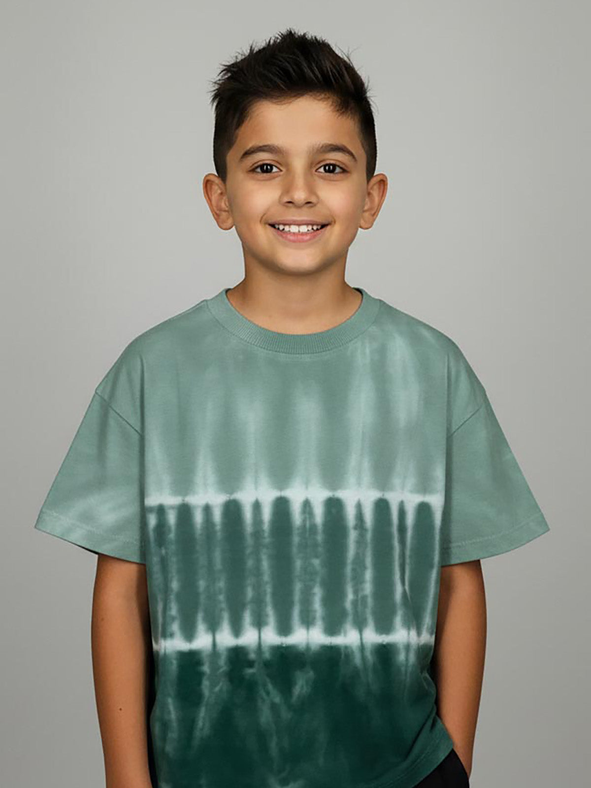 Boys Oversize Fit  Green Tie n Dye T-Shirt