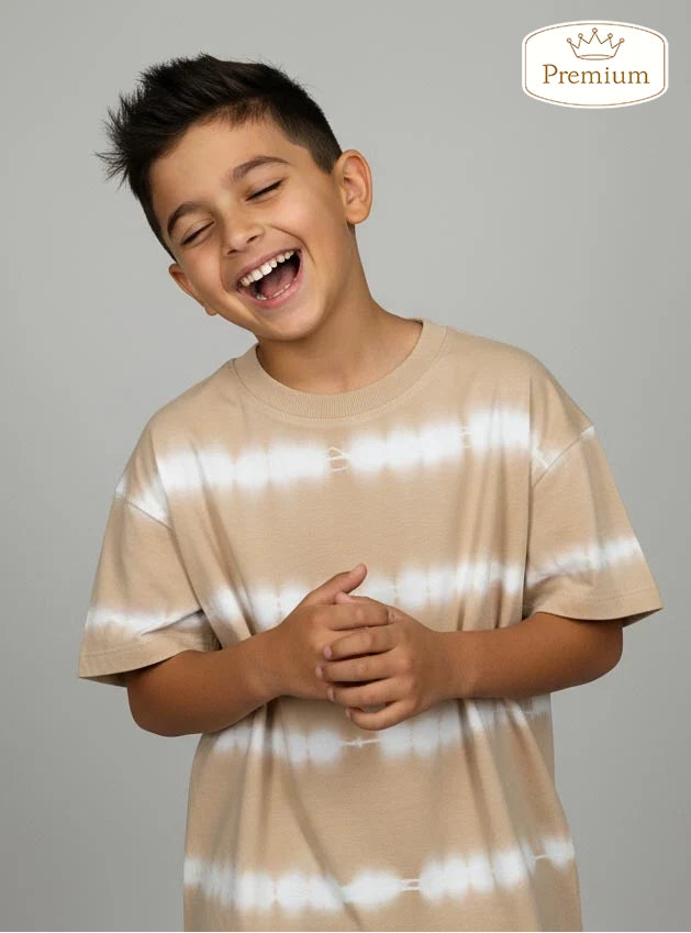 Boys Oversize Fit Brown Tie n Dye T-Shirt