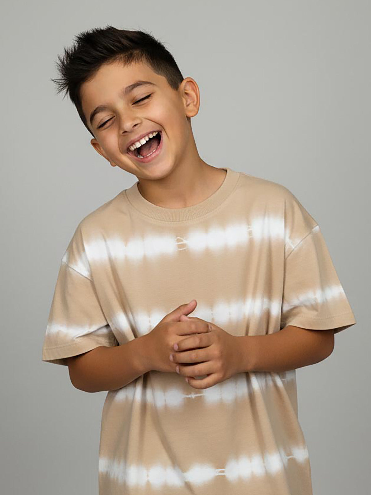 Boys Oversize Fit Brown Tie n Dye T-Shirt