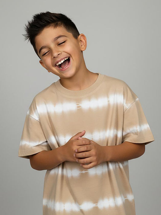 Boys Oversize Fit Brown Tie n Dye T-Shirt