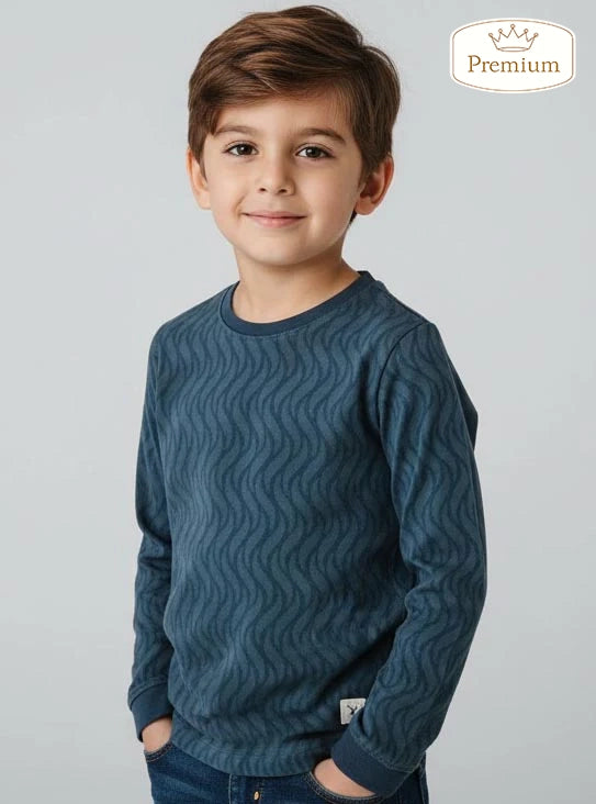 Boys Jacquard Turquoise T-Shirt