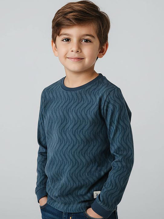 Boys Jacquard Turquoise T-Shirt