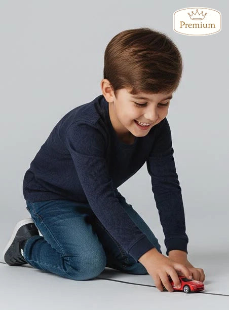 Boys Jacquard Navy T-Shirt