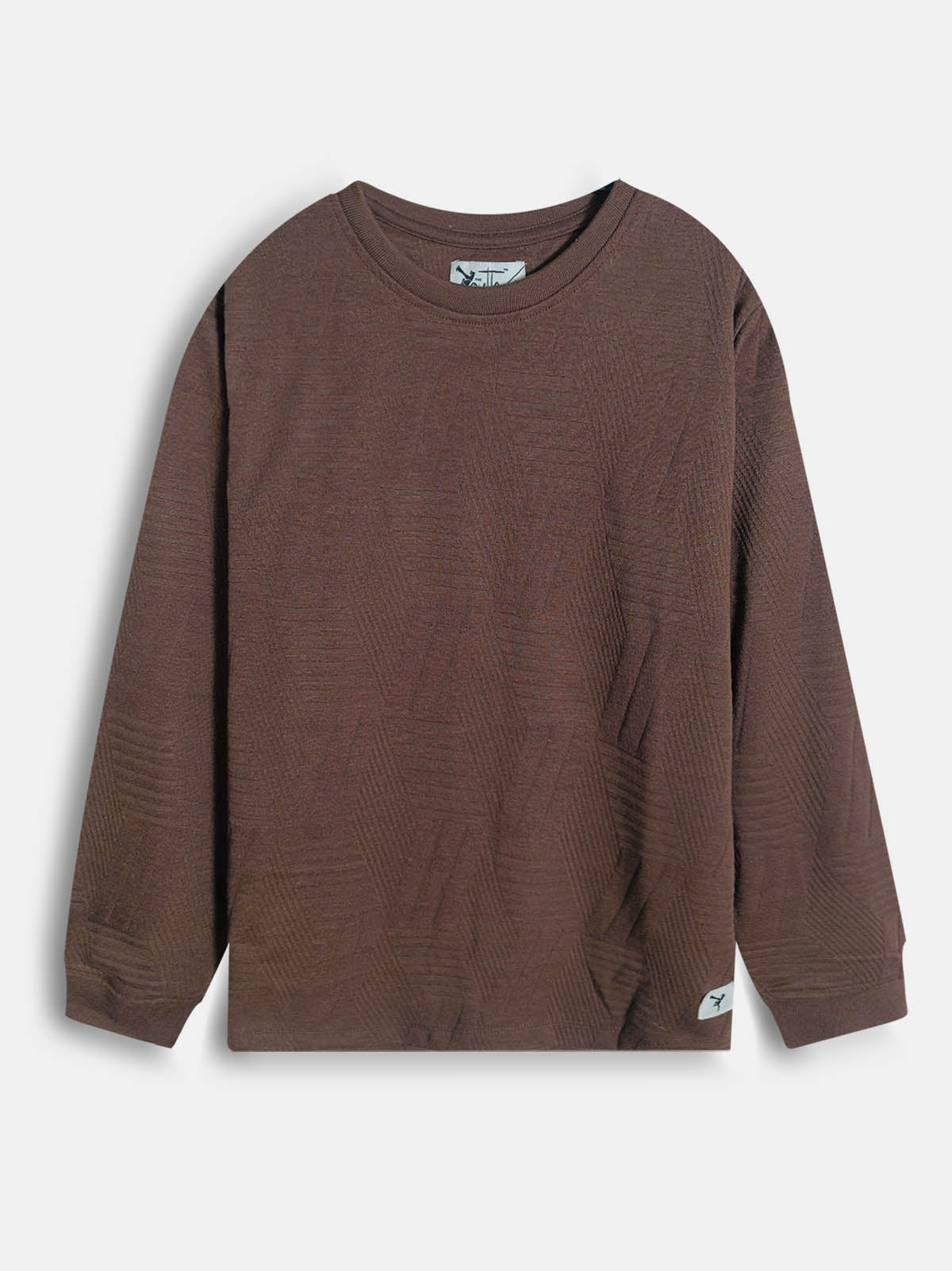 Boys Jacquard Brown T-Shirt