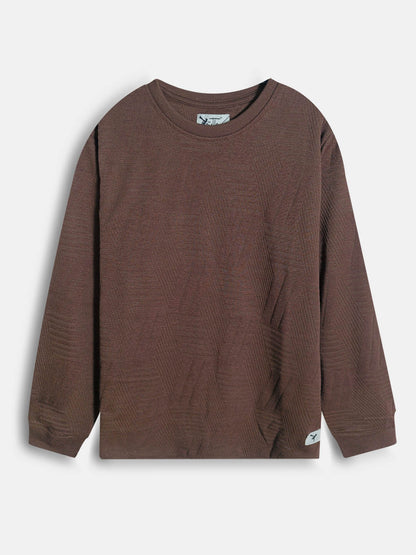 Boys Jacquard Brown T-Shirt