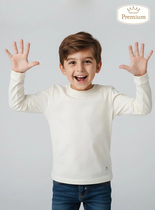 Boys Jacquard Off White T-Shirt