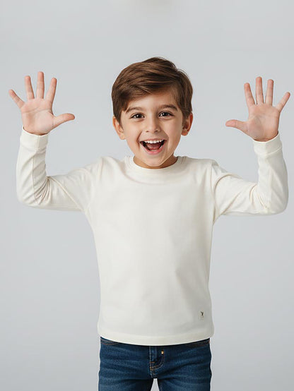 Boys Jacquard Off White T-Shirt