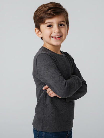 Boys Jacquard Grey T-Shirt