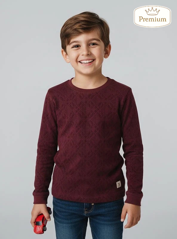 Boys Jacquard Wine T-Shirt