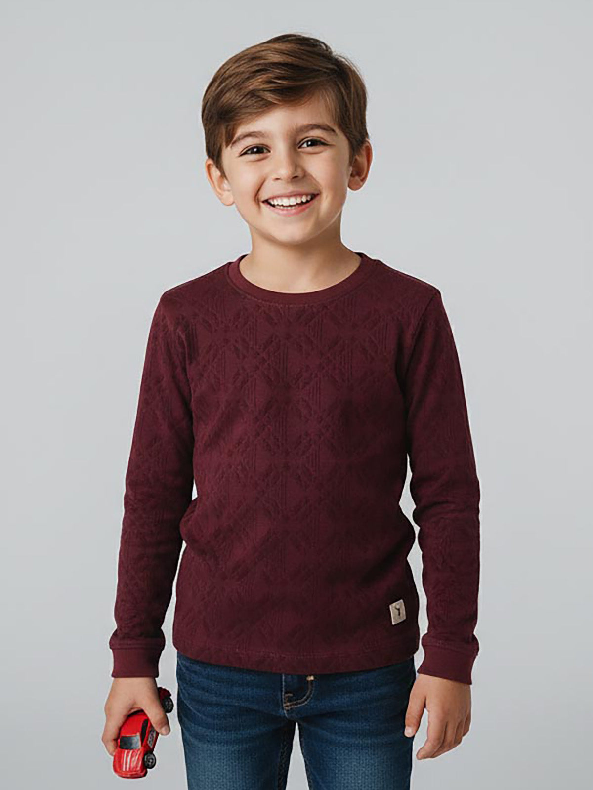 Boys Jacquard Wine T-Shirt