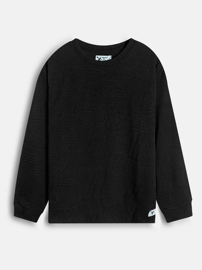 Boys Jacquard Black T-Shirt