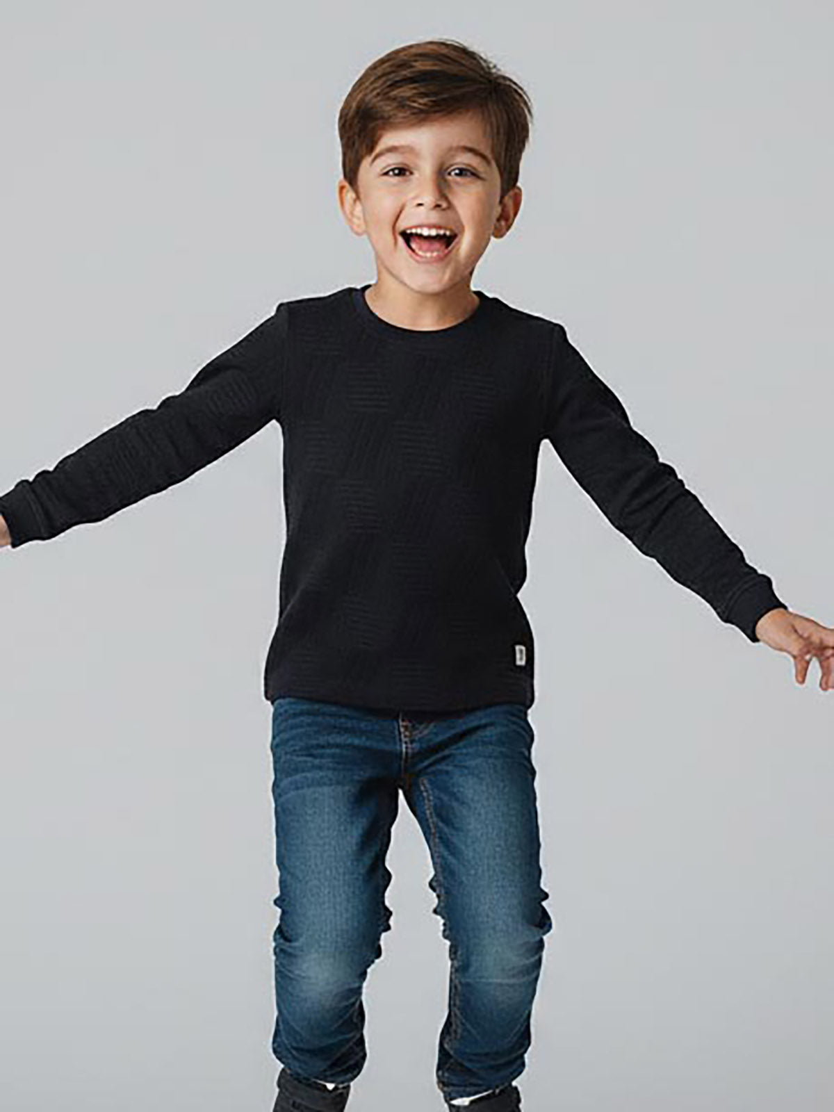 Boys Jacquard Black T-Shirt