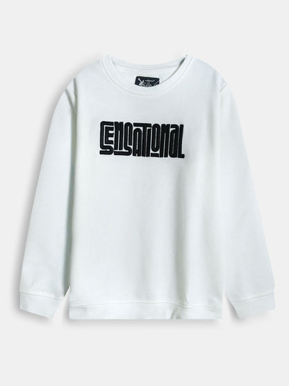 Boys Interlock White Pullover