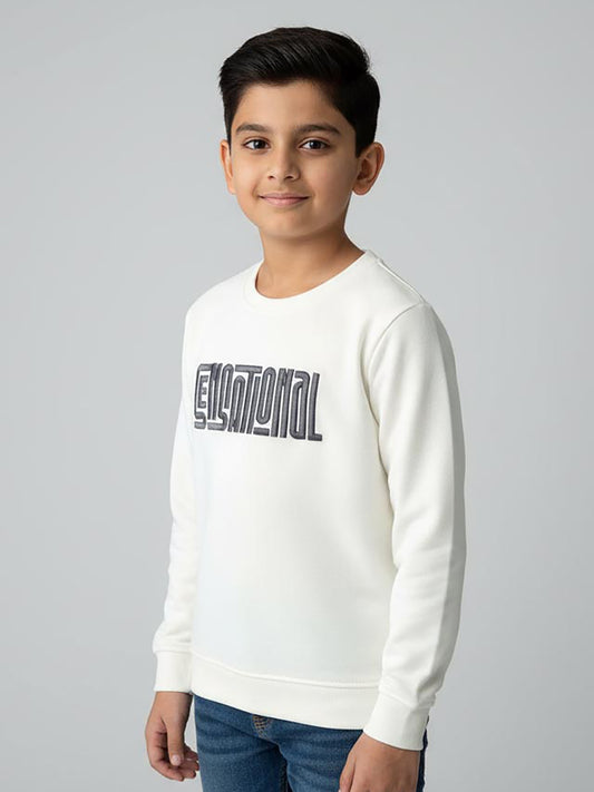Boys Interlock White Pullover