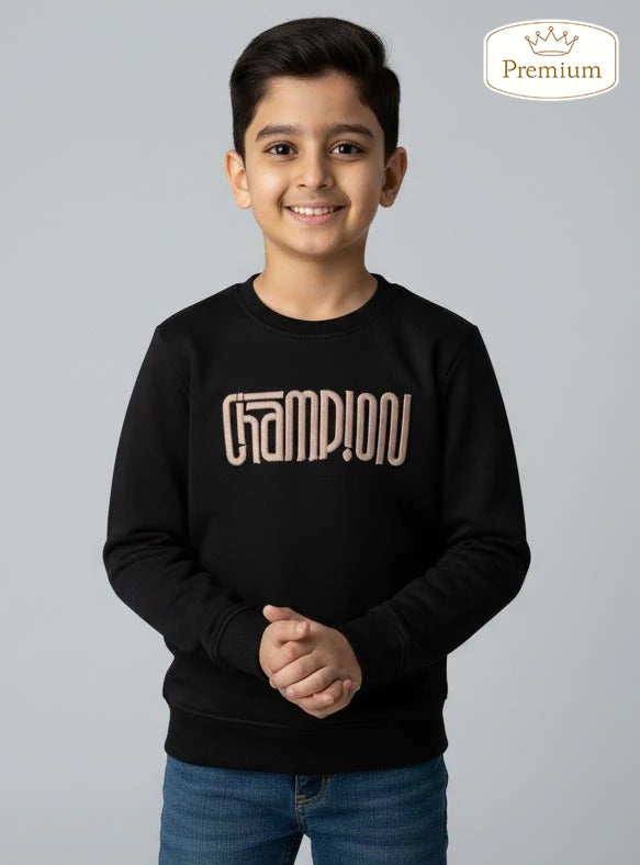 Boys Interlock Black Pullover