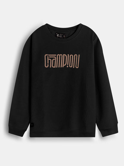 Boys Interlock Black Pullover