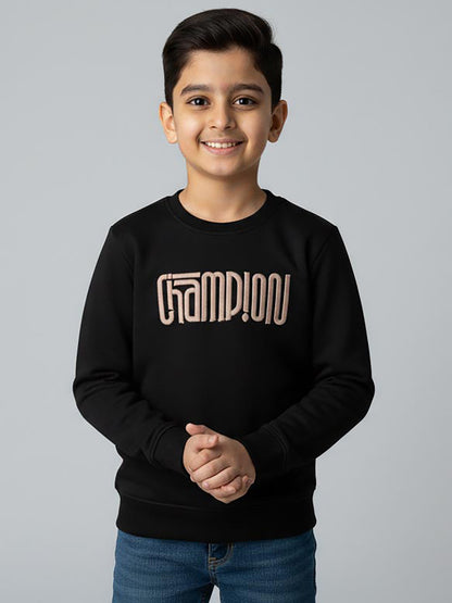 Boys Interlock Black Pullover
