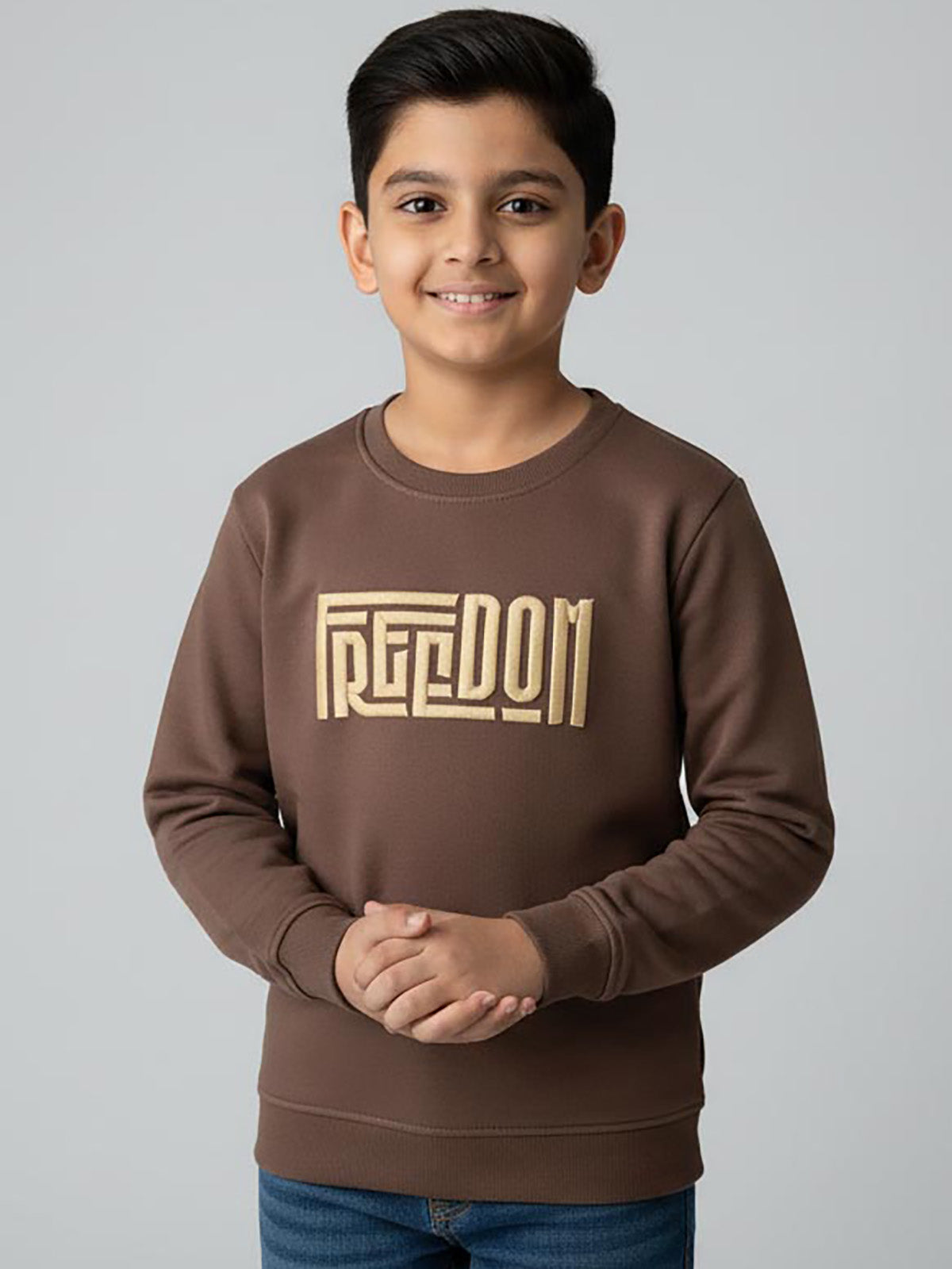 Boys Interlock Brown Pullover