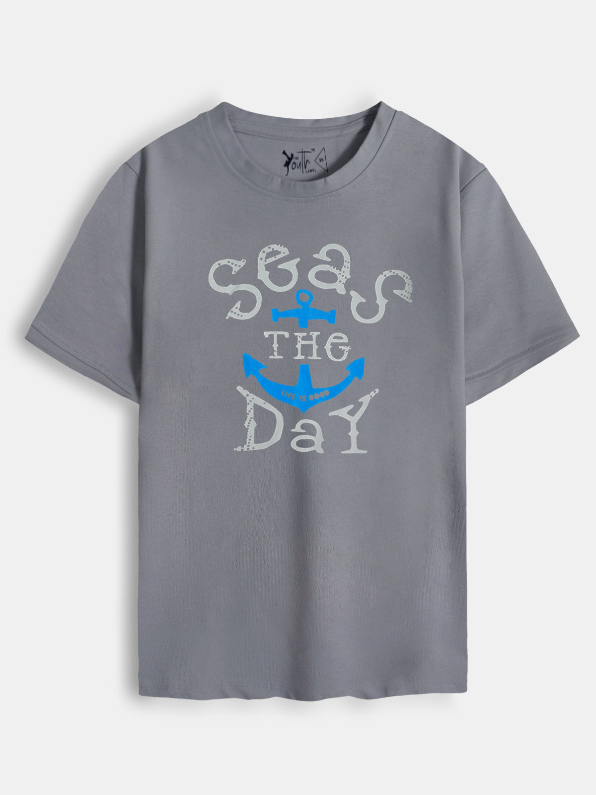 Boys Printed Dark Grey T-Shirt