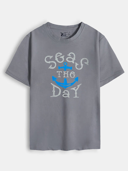 Boys Printed Dark Grey T-Shirt