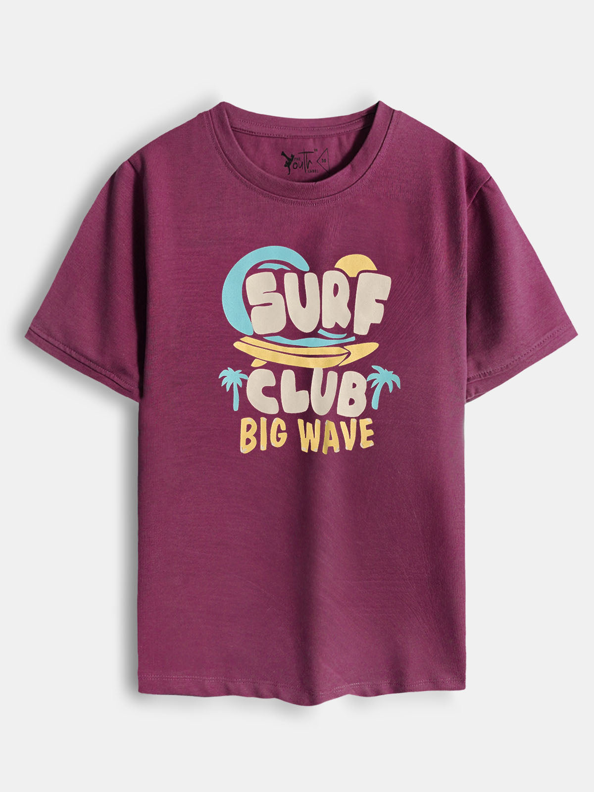 Boys Printed Maroon T-Shirt