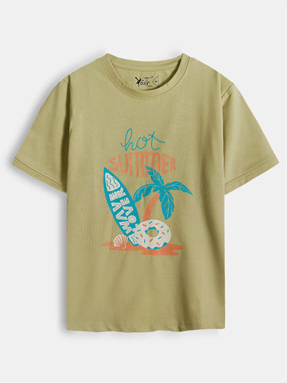 Boys Printed Olive T-Shirt