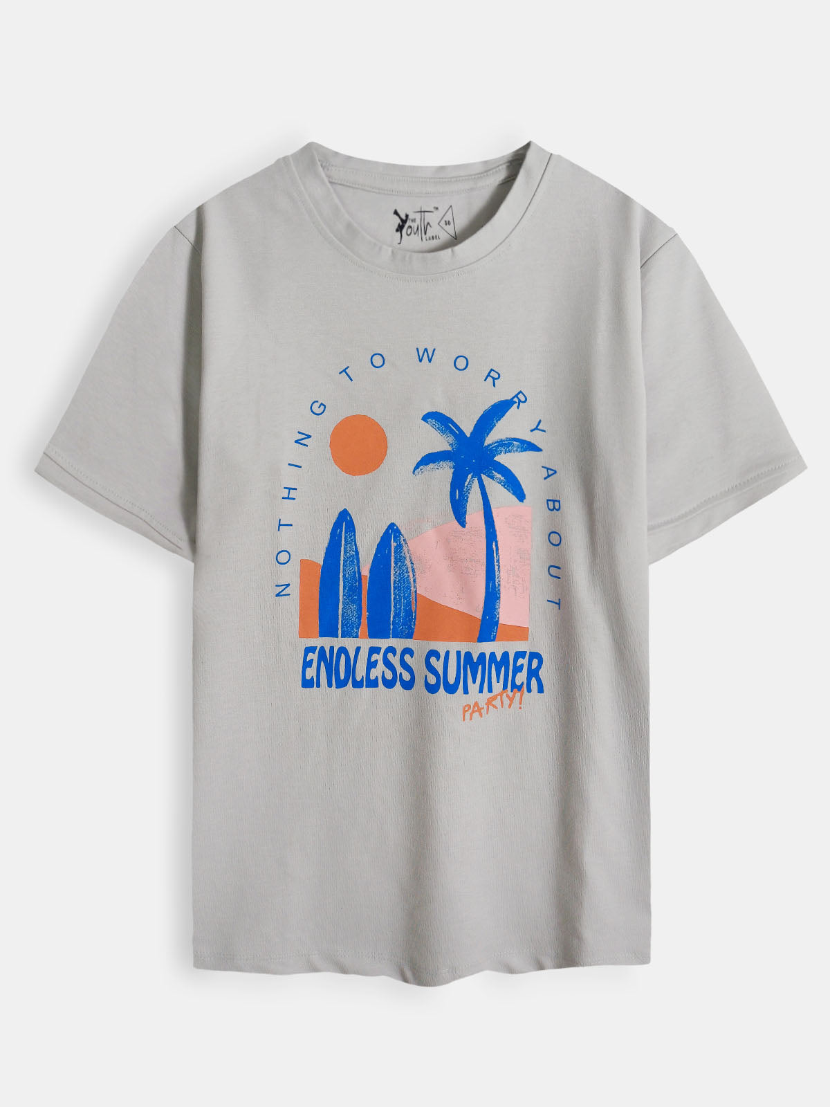 Boys Printed Light Grey T-Shirt
