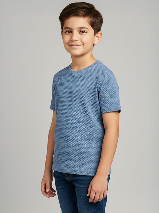 Boys Jacquard Blue S/S T-Shirt