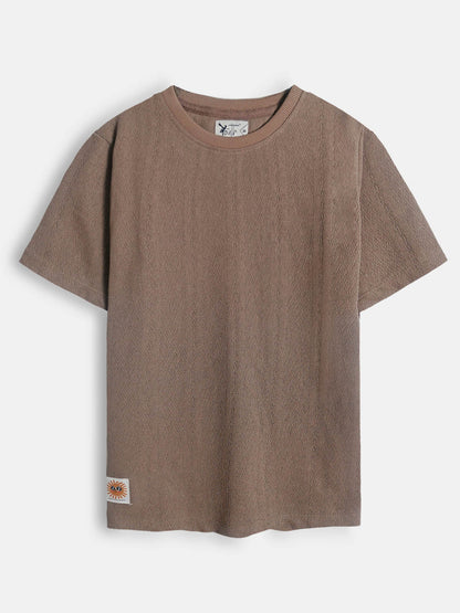 Boys Jacquard Brown S/S T-Shirt