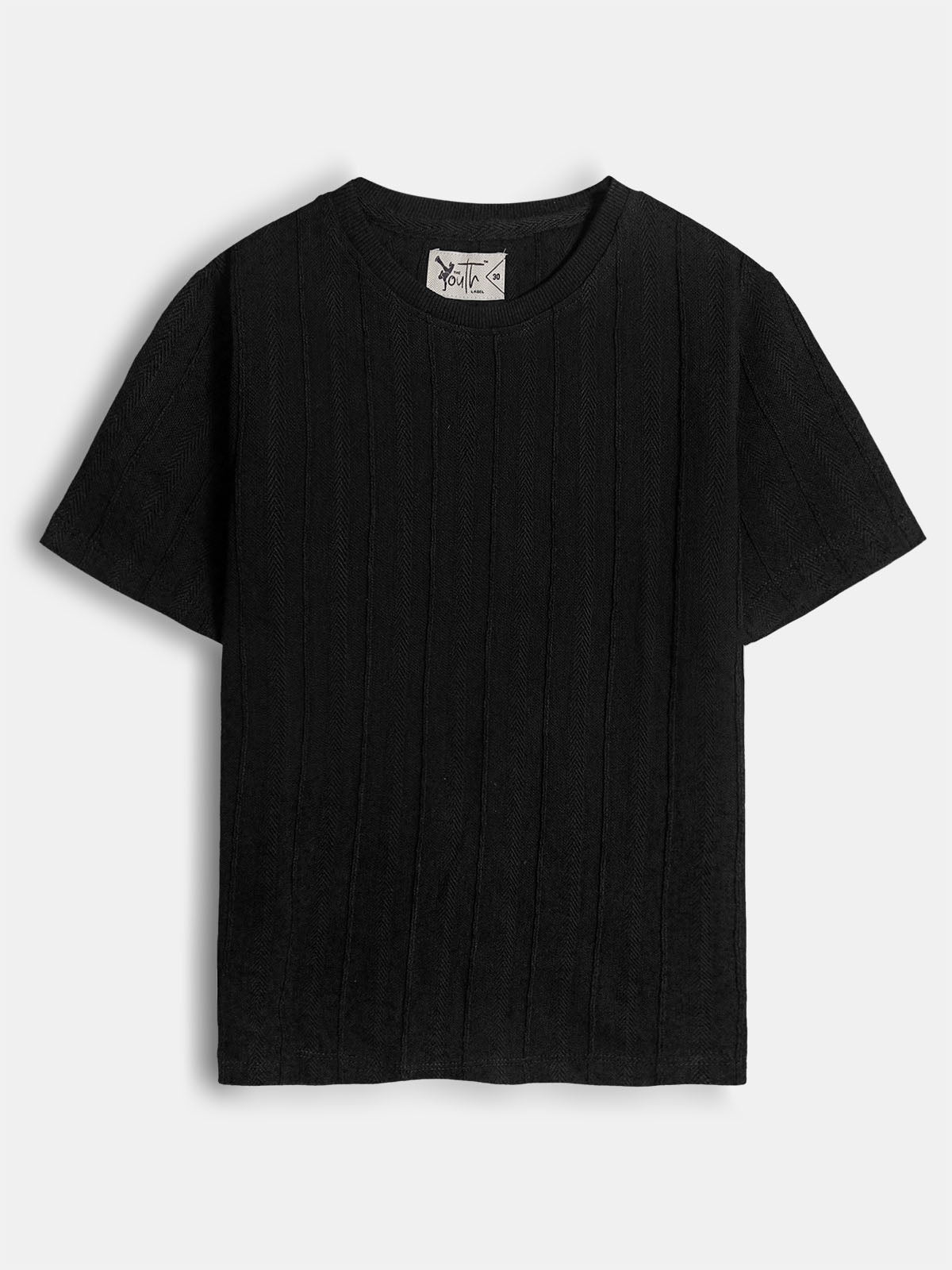 Boys Jacquard Black S/S T-Shirt
