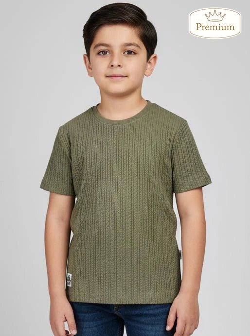 Boys Jacquard Green S/S T-Shirt