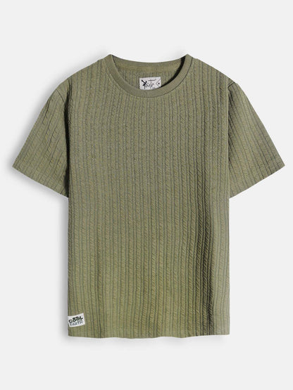Boys Jacquard Green S/S T-Shirt