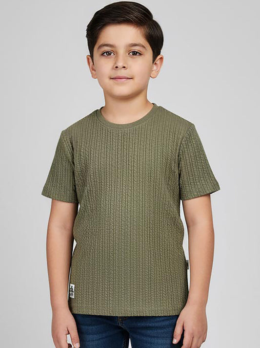 Boys Jacquard Green S/S T-Shirt