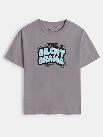 Boys Printed Oversize Fit Grey T-Shirt