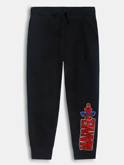 Boys Printed Fleece Black Jogger
