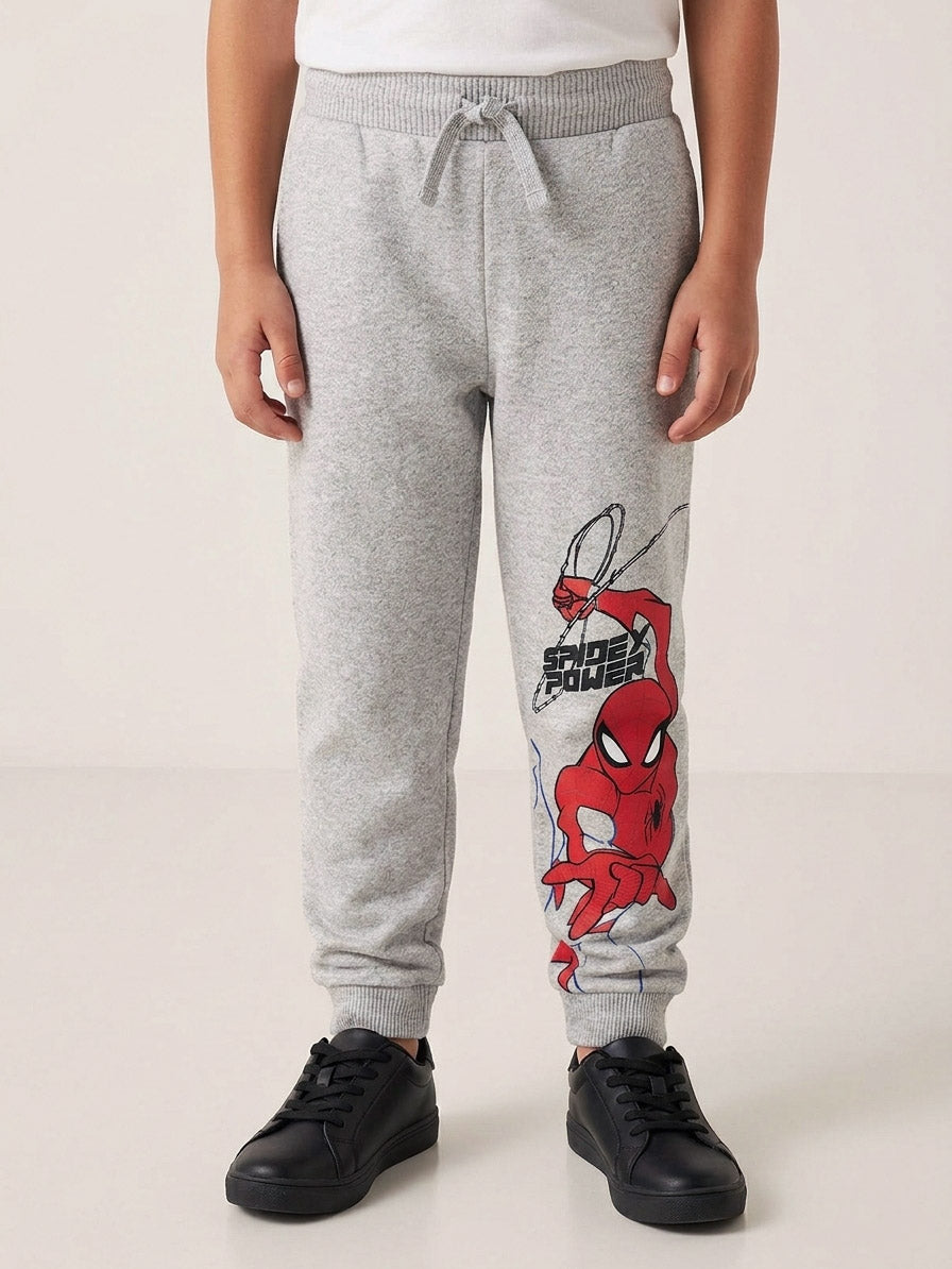 Boys Printed Fleece Grey Jogger