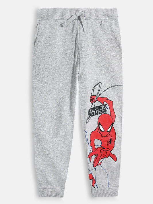 Boys Printed Fleece Grey Jogger