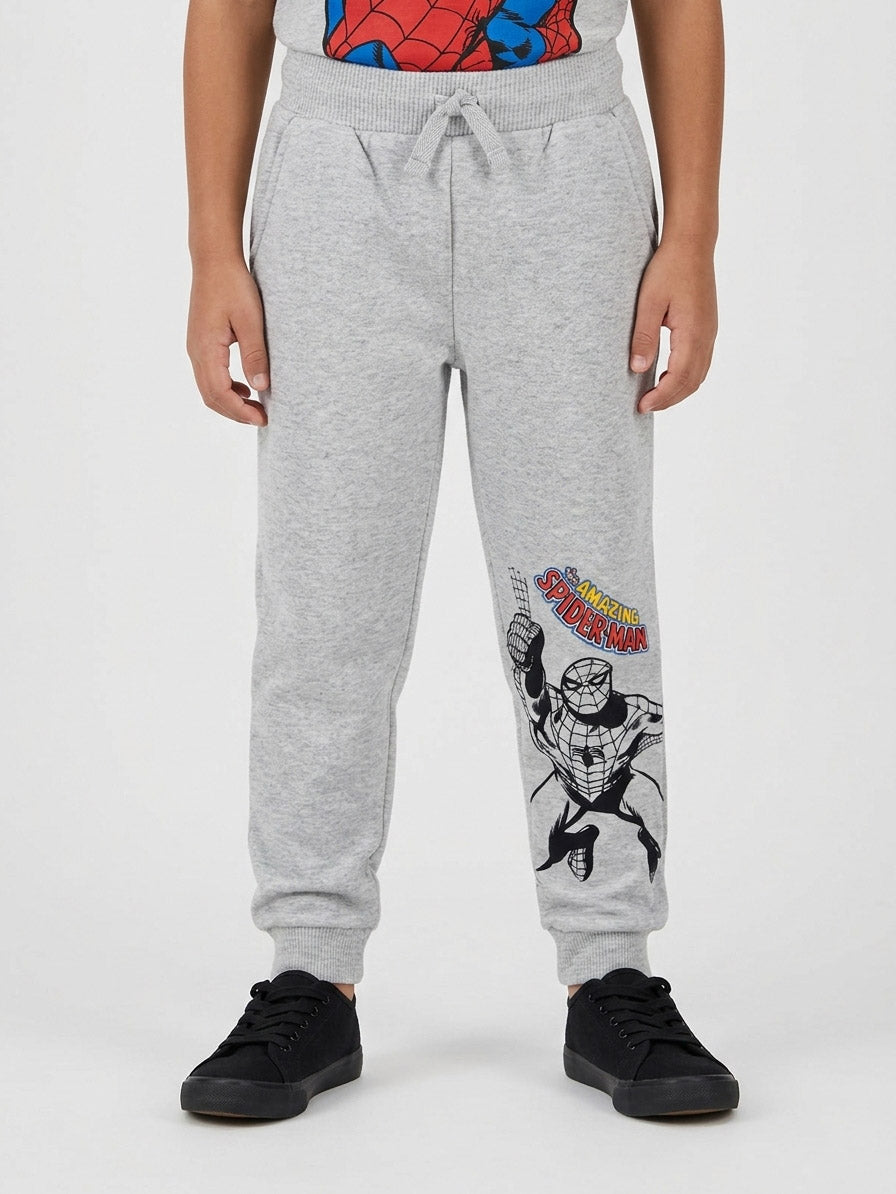Boys Printed Fleece Grey Jogger