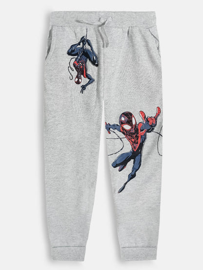 Boys Printed Fleece Grey Jogger
