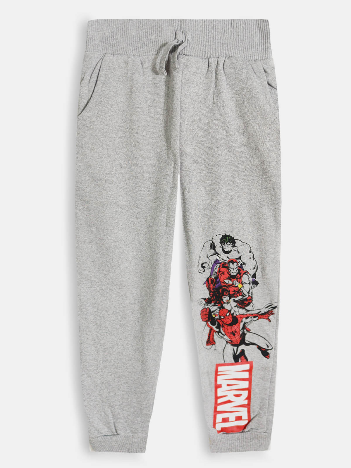 Boys Printed Fleece Grey Jogger