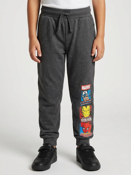 Boys Printed Fleece Charcoal Jogger