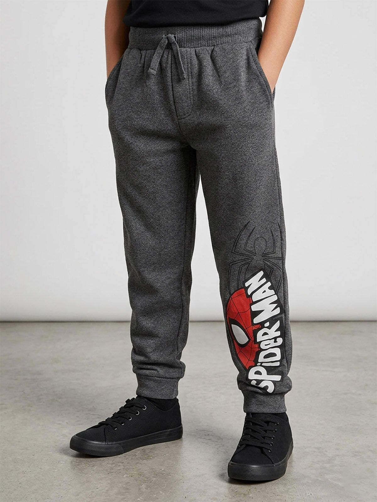 Boys Printed Fleece Charcoal Jogger