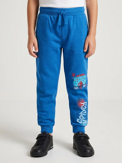 Boys Printed Fleece Blue Joggers