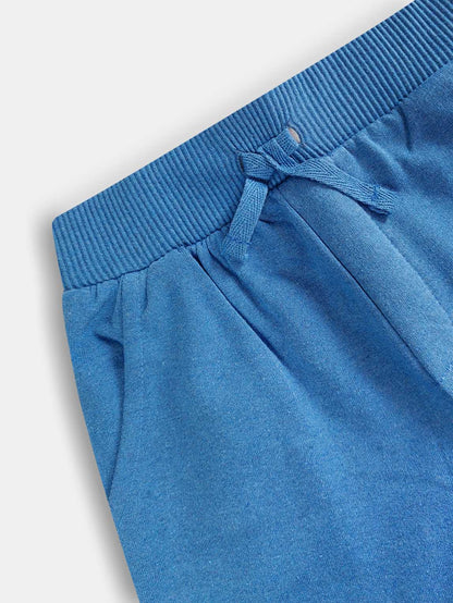 Boys Printed Fleece Blue Joggers
