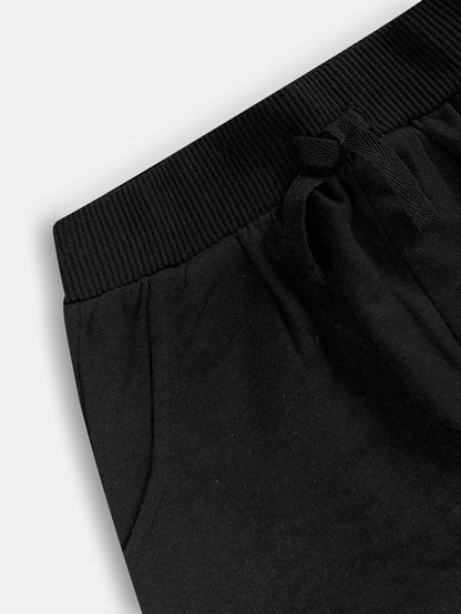 Boys Printed Fleece Black Jogger