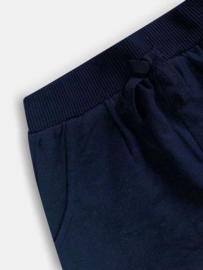 Boys Printed Fleece Navy Jogger